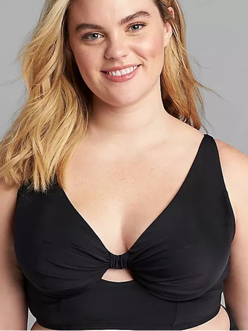 NWOT 36DD Cacique Black Twist-Front Bikini Top